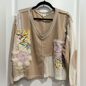 POL Beige Textured Knit Top NWOT